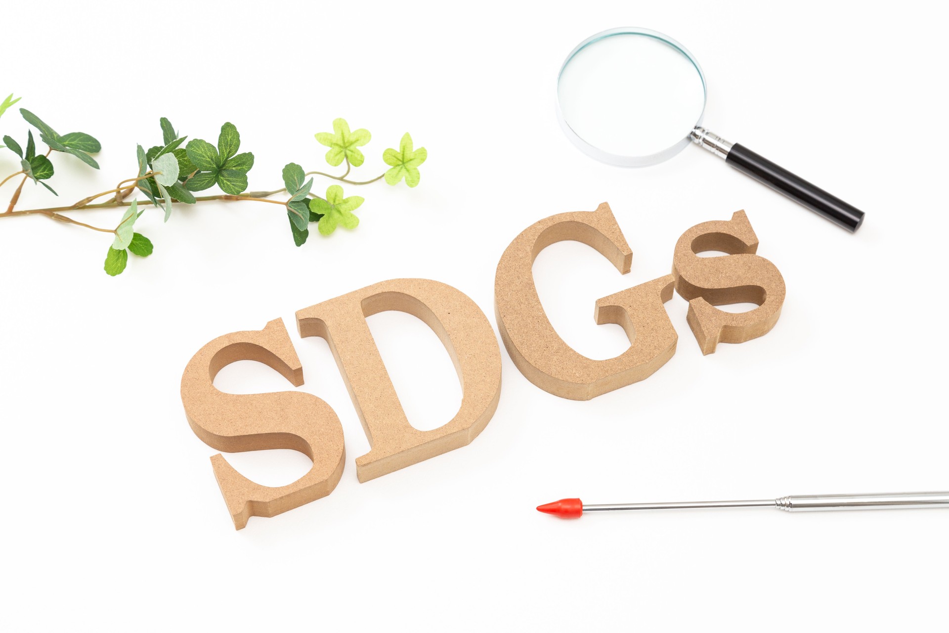 Objects of the SDGs on a white background.